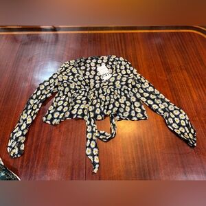 Zara Black and White Floral Blouse